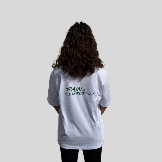 T-shirt muscu Pain is Temporary blanc